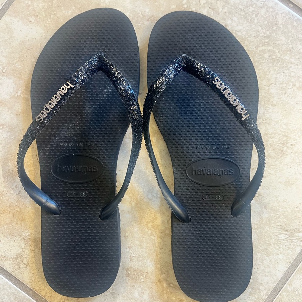 Havaianas black glitter sandal